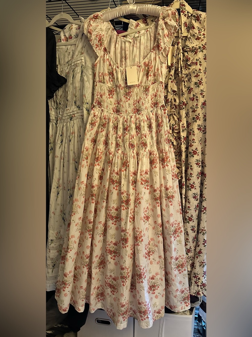 NWT $350 DOEN QUINETTE DRESS in IVORY LANTANA FLORAL Sz Medium - Picture 5 of 16